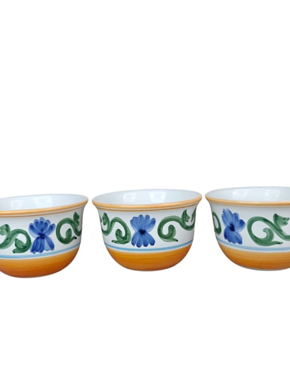 Williams-Sonoma Sunshine Handpainted Ceramic Bowls Set Of 3 Floral & Vine Italy